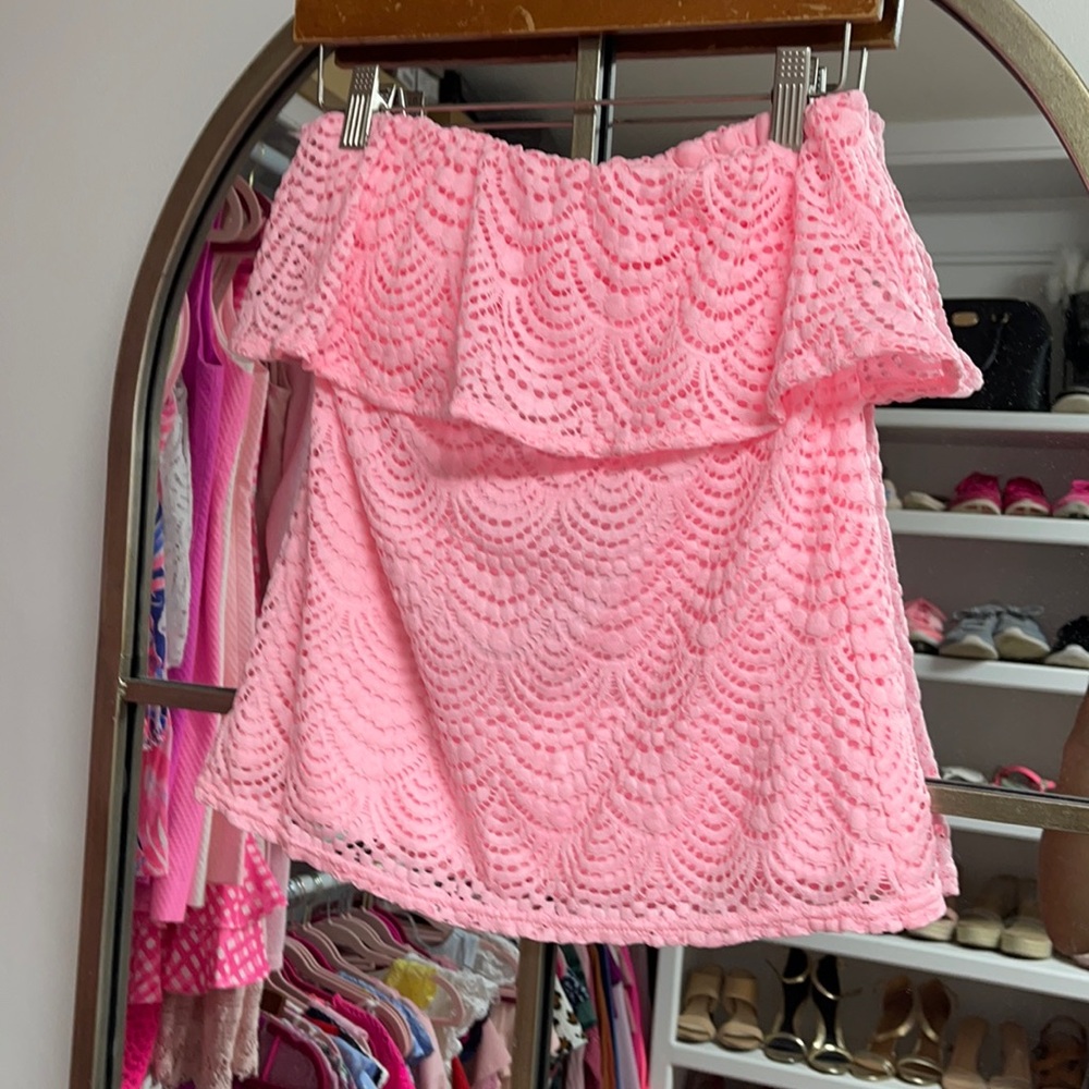 Lilly Pulitzer pink strapless lace top